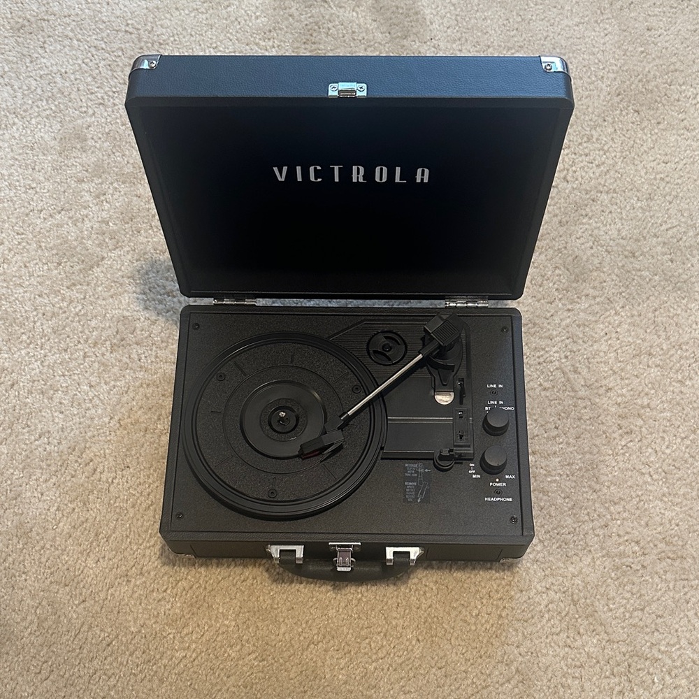 Barely used Black Portable Record Player with Vintage Design